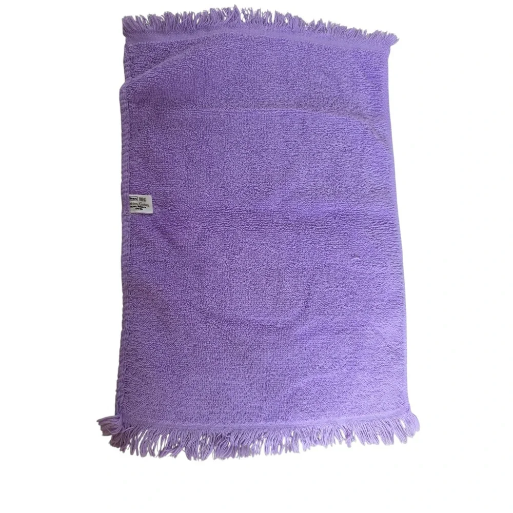 Vintage Sears Purple Cotton Towel 4 Piece Set & Cannon 1 White w/Purple Hand Twl